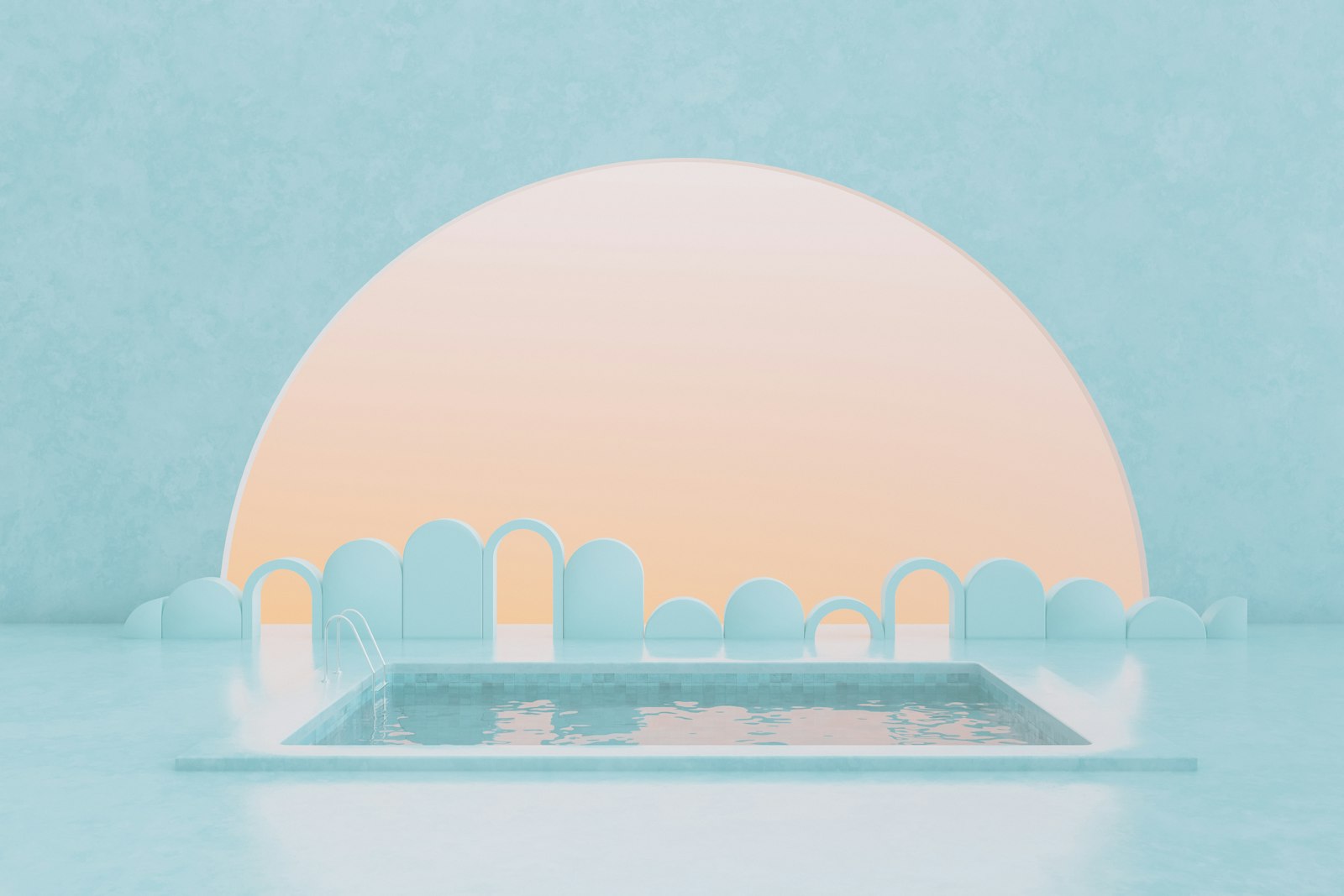 Modern pool with water feature